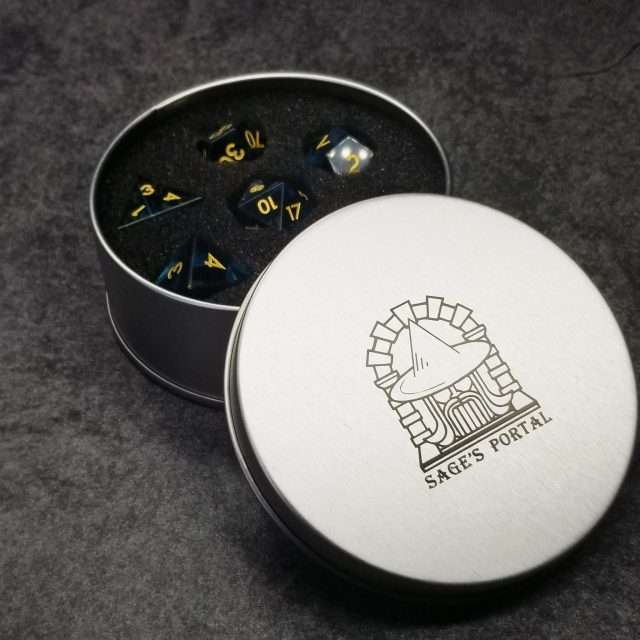 Sage's Treasures - Blue Glass Gold Ink Polyhedral Dice Set image 11