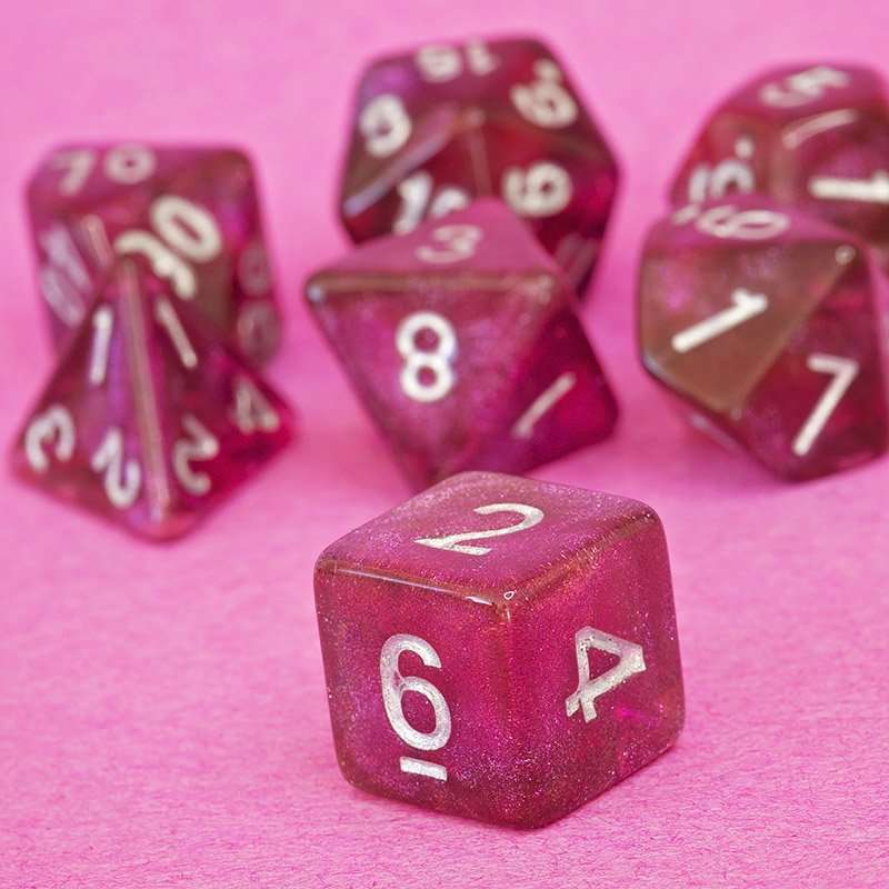 Sage's Shards - Pink/Purple/Orange Glitter Polyhedral Dice Set image 7