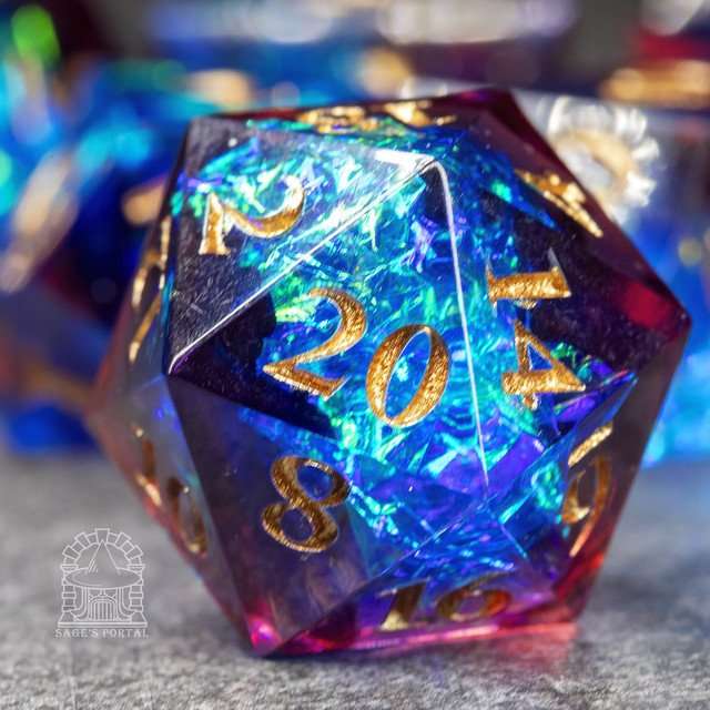 Sage's Crystals - Thermal Flame Sharp Edge Resin Polyhedral Dice Set image 8