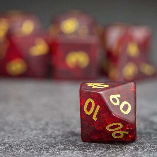 Sage's Kaleidoscopes Red Cracked Glass Frosted Finish Polyhedral Dice Set image 4