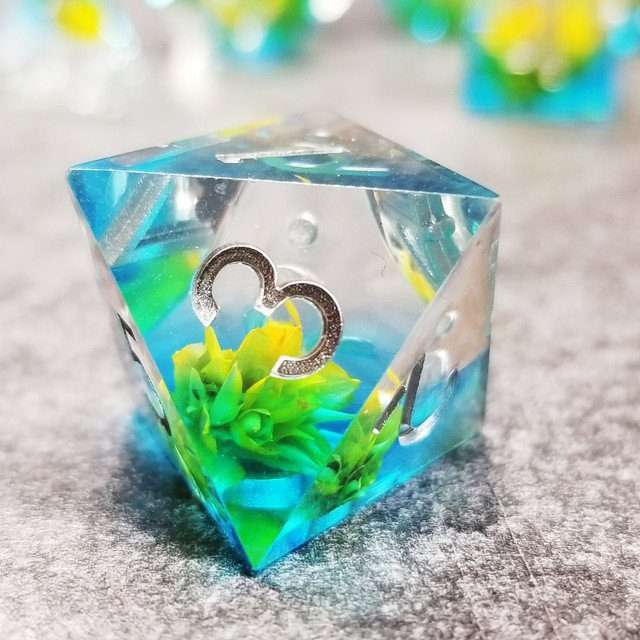 Sage’s Water Flowers Sharp Edge Resin Polyhedral Dice Set image 5