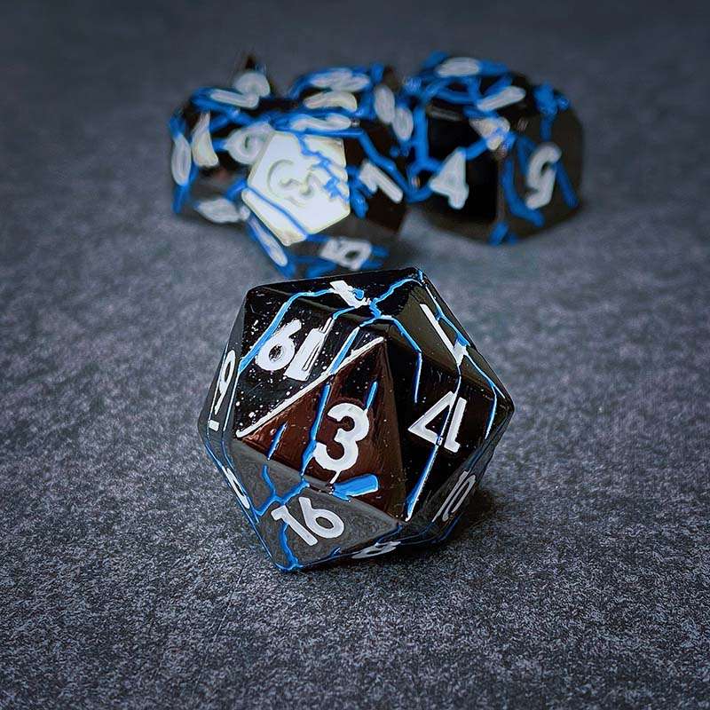 Sage's Relics of Antiquity - Dark Silver Blue Metal Polyhedral Dice Set image 2