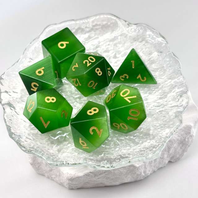 Sage's Treasures - Gemstone Green Cat's Eye Polyhedral Dice Set image 13