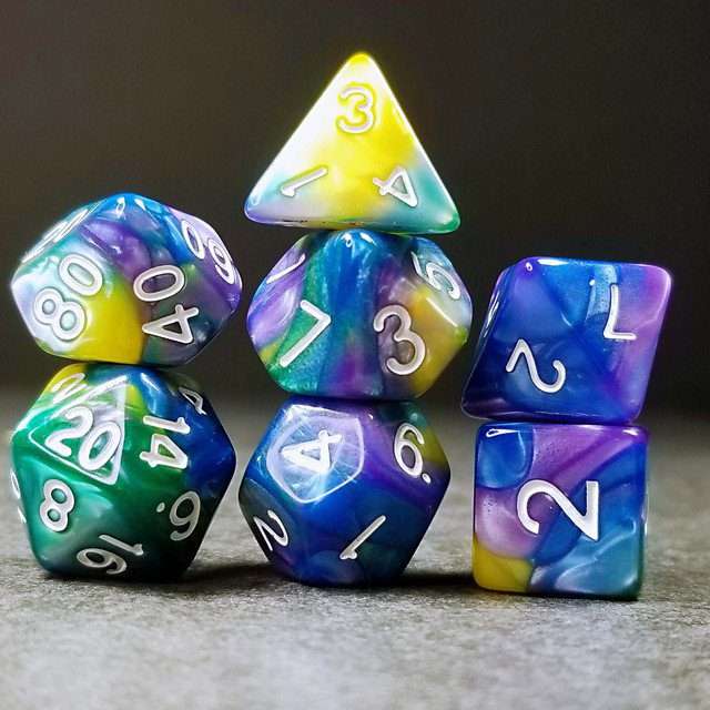 Sage's Stones - Purp/Blue/Green/Yellow Acrylic Polyhedral Dice Set image 10