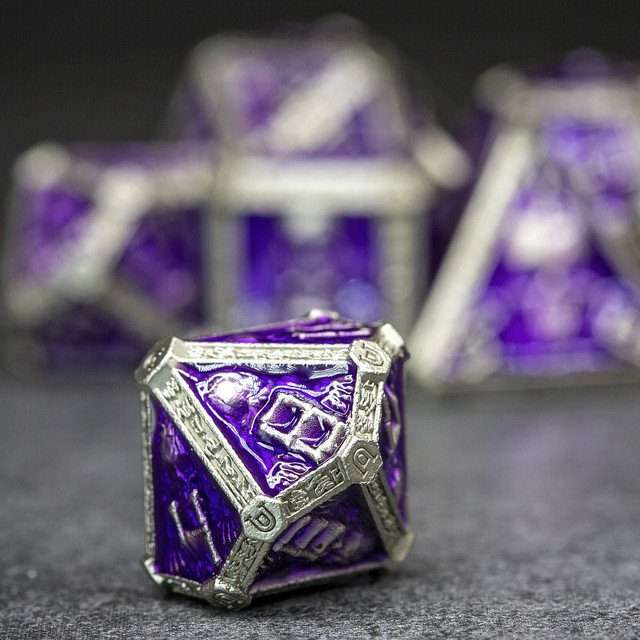 Sage's Lich's Phylactery Purple/Silver Metal Polyhedral Dice Set image 6