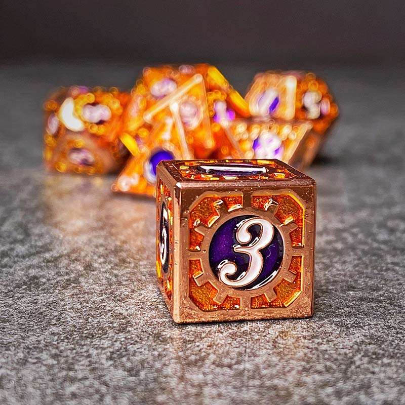 Sage's Gnomish Trinkets - Copper Gears Metal Polyhedral Dice Set image 7