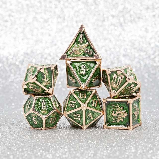 Sage's Grave Fortune Verdant Death Metal Polyhedral Dice Set image 14