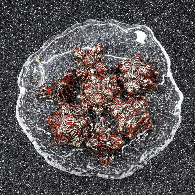 Sage’s Finials Silver Carnage Metal Polyhedral Dice Set image 12