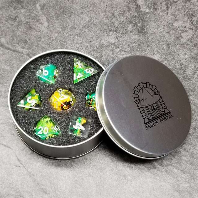 Sage's Elusive Karma Fish Familiar Sharp Edge Resin Polyhedral Dice Set image 12