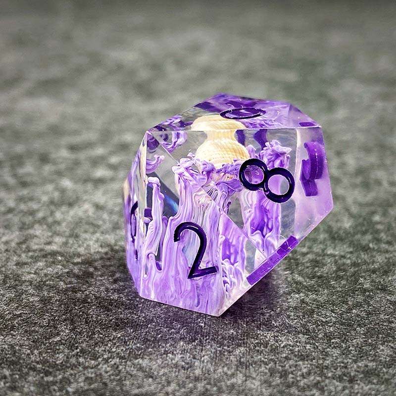 Sage's Orbs - Purple Ocean Depths Sharp Edge Resin Polyhedral Dice Set image 6