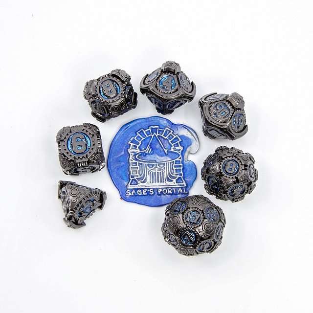 Sage's Artificer's Core Cerulean Essence Metal Polyhedral Dice Set image 12
