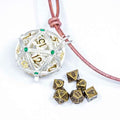 Sage’s Tiny Treasures Winter Pine Draconic Cage Necklace with Miniature Dice Set image 0