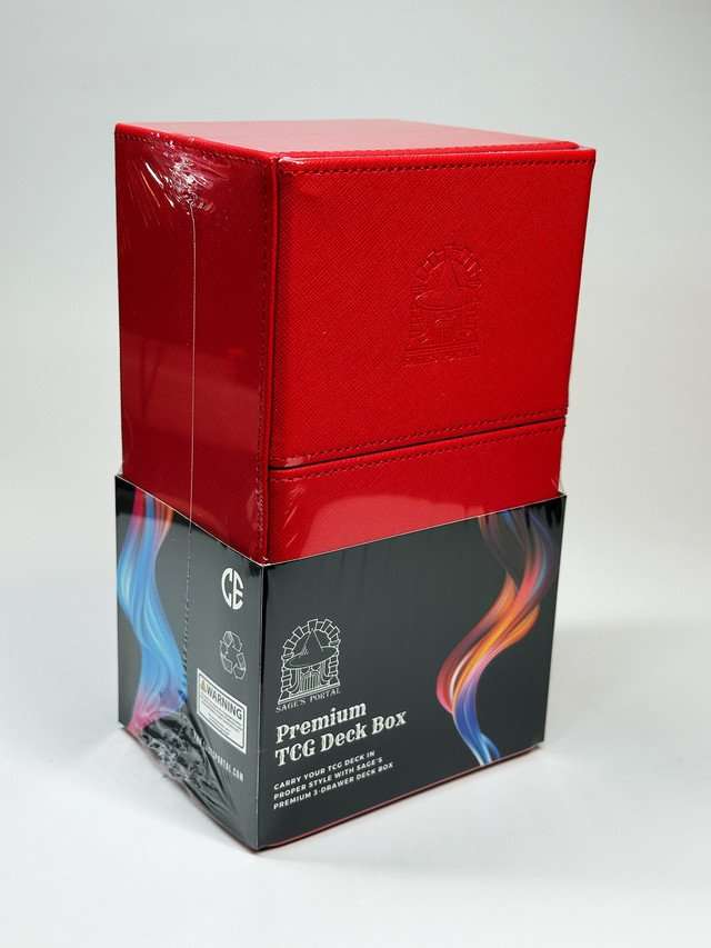 Sage's Premium 3 Drawer Deck Storage Box for TCG, Dice, Jewelry  200mm x 115mm x 90mm - Hotrod Red image