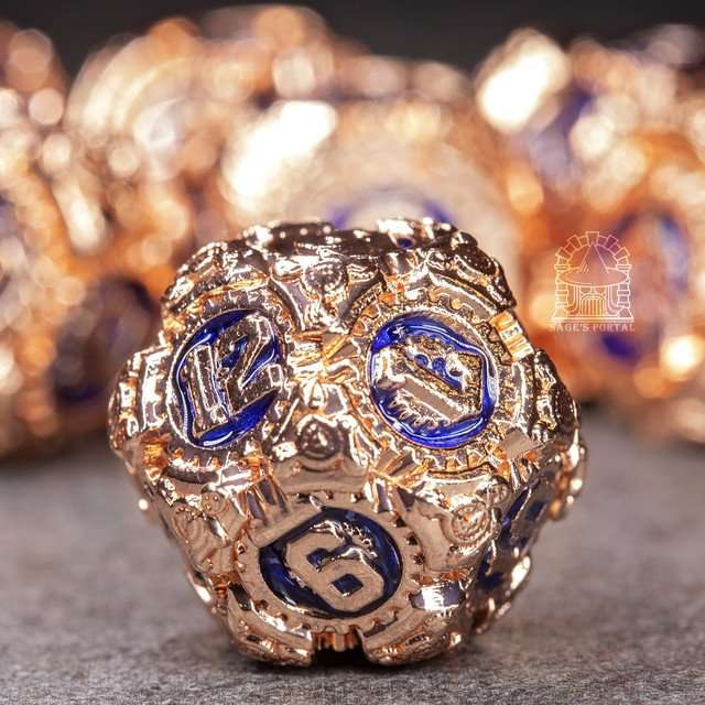 Sage's Artificer's Core Cobalt Essence Metal Polyhedral Dice Set image 1