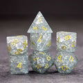 Sage's Kaleidoscopes White/Mica Cracked Glass Frosted Finish Polyhedral Dice Set image 0