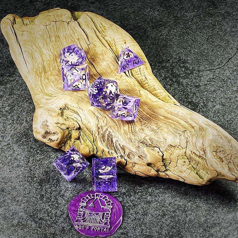 Sage's Orbs - Purple Ocean Depths Sharp Edge Resin Polyhedral Dice Set image 17