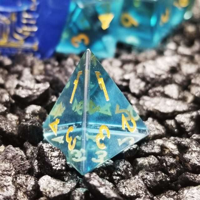 Sage's Treasures - Blue Glass Gold Ink Polyhedral Dice Set image 7