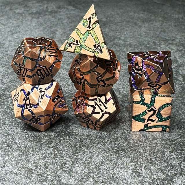 Sage's Warp Stones Copper Galaxy Metal Polyhedral Dice Set image 8