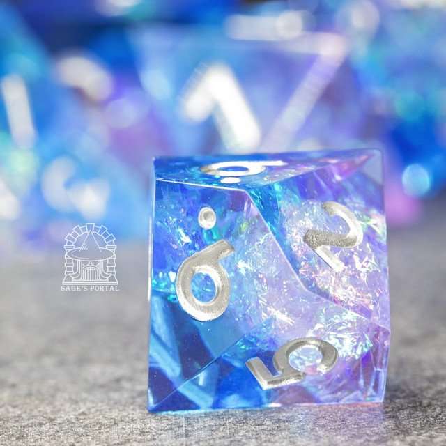 Sage's Crystals - Dawn Sharp Edge Resin Polyhedral Dice Set image 3
