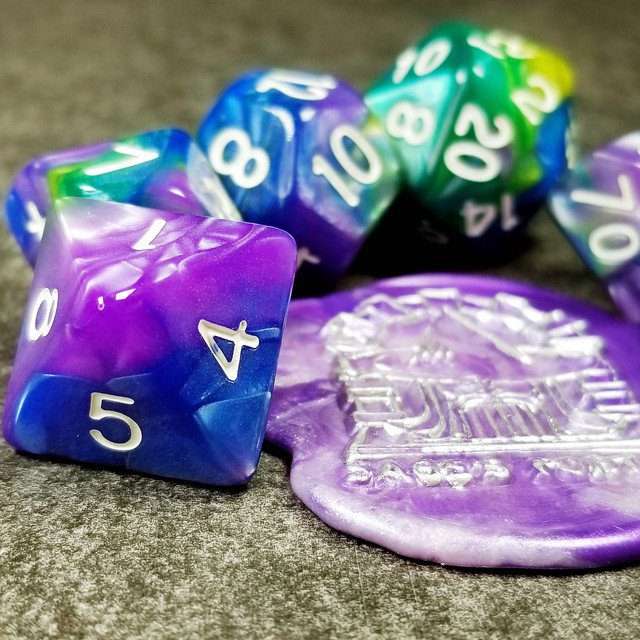 Sage's Stones - Purp/Blue/Green/Yellow Acrylic Polyhedral Dice Set image 15