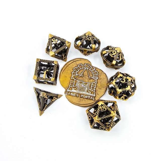Sage's Imprisoned Kraken Brassy Depths Hollow Metal Dice Set image 13