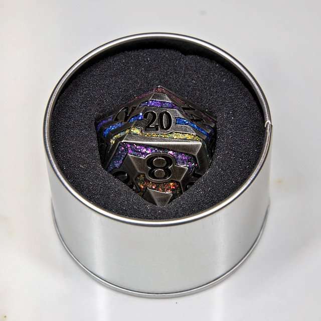 Sage's Dimension Stones - 33mm Silver D20 Metal Die image 4