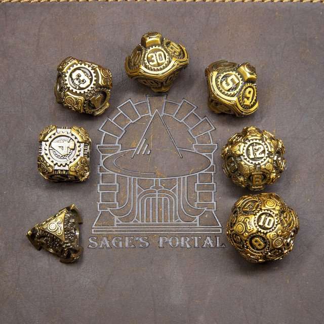 Sage's Artificer's Core Bronze Essence Metal Polyhedral Dice Set image 7