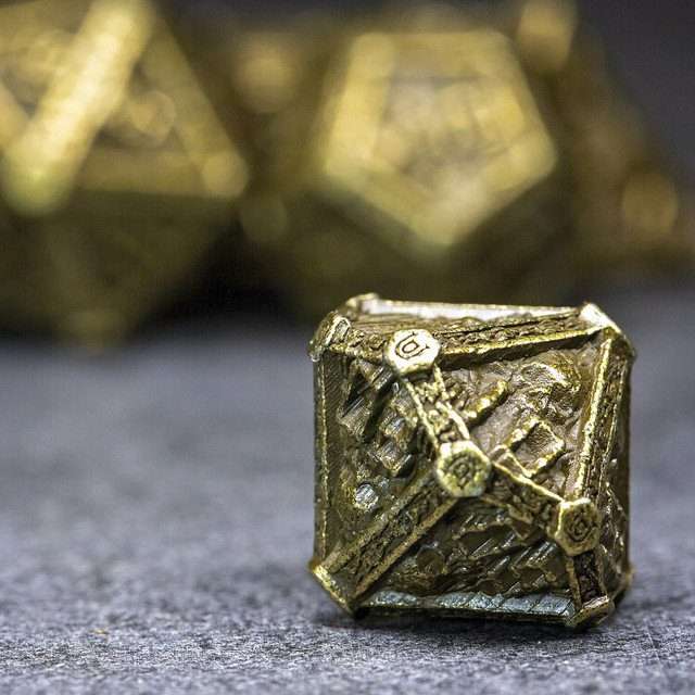 Sage's Lich's Phylactery Bronze Metal Polyhedral Dice Set image 3