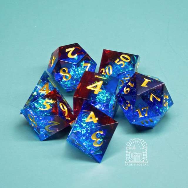 Sage's Crystals - Frostfire Sharp Edge Resin Polyhedral Dice Set image 2