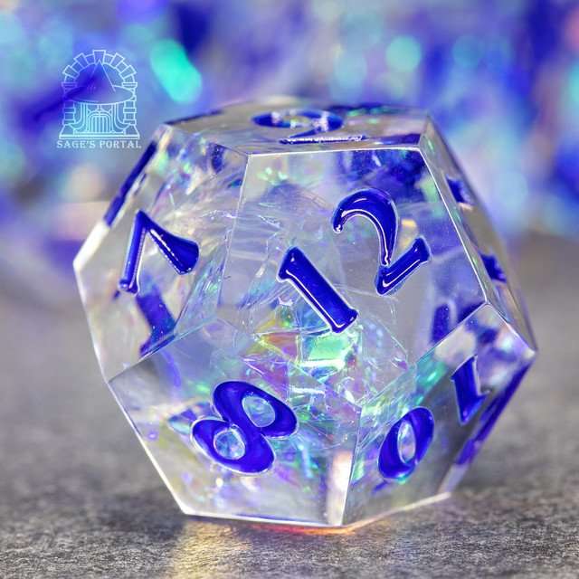 Sage's Crystals - Glacier Sharp Edge Resin Polyhedral Dice Set image 2