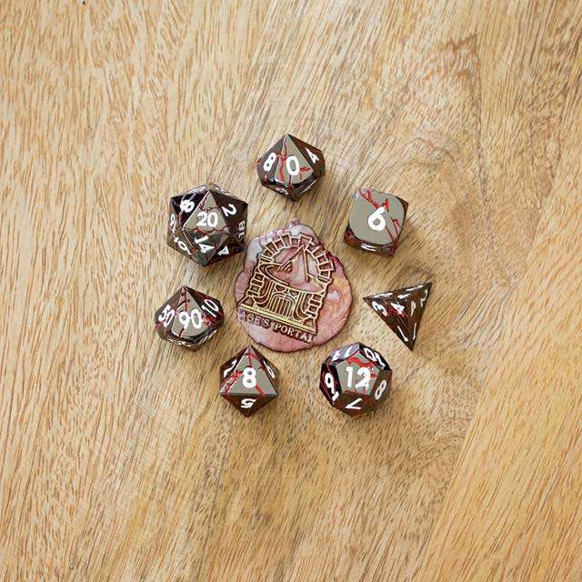 Sage's Relics of Antiquity - Dark Silver Red Metal Polyhedral Dice Set image 10