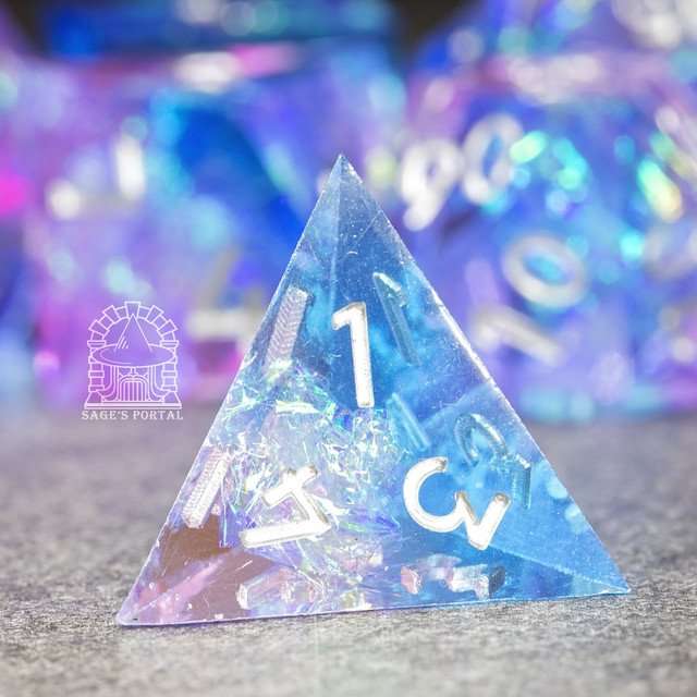 Sage's Crystals - Dawn Sharp Edge Resin Polyhedral Dice Set image 7