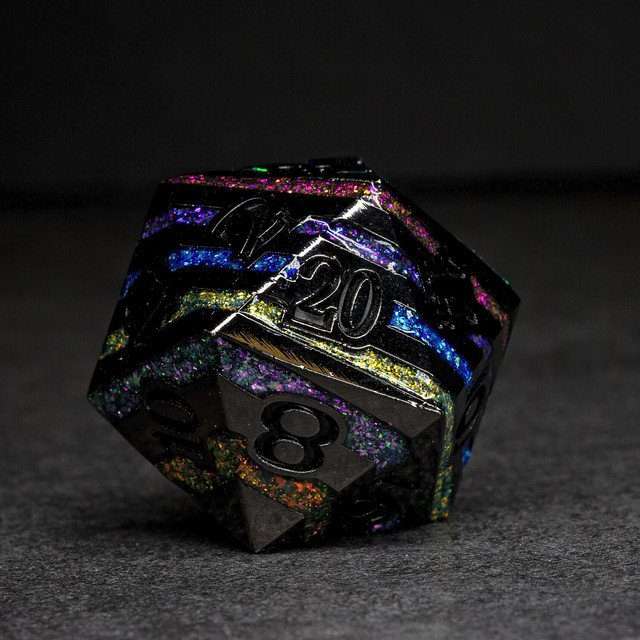 Sage's Dimension Stones - 33mm Black D20 Metal Die image 0
