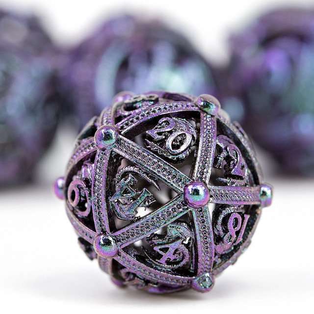 Sage’s Dragon Orb Deadly Nightshade Hollow Metal Dice Set image 7