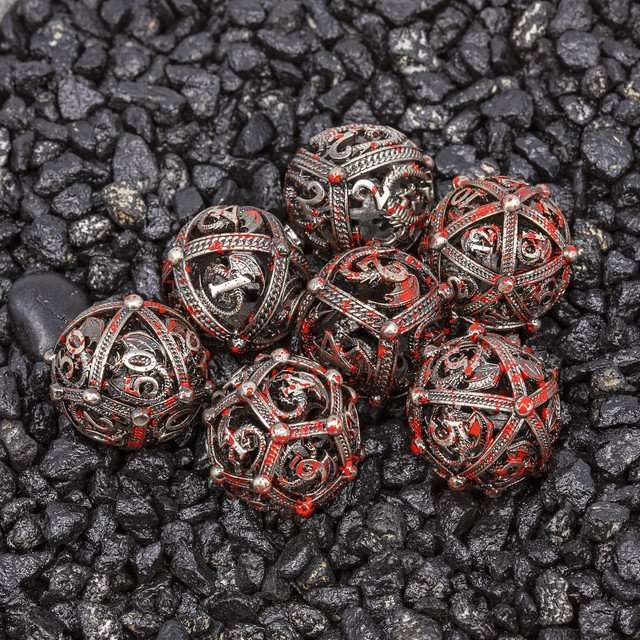 Sage’s Dragon Orb Rolling Doom Hollow Metal Dice Set image 1