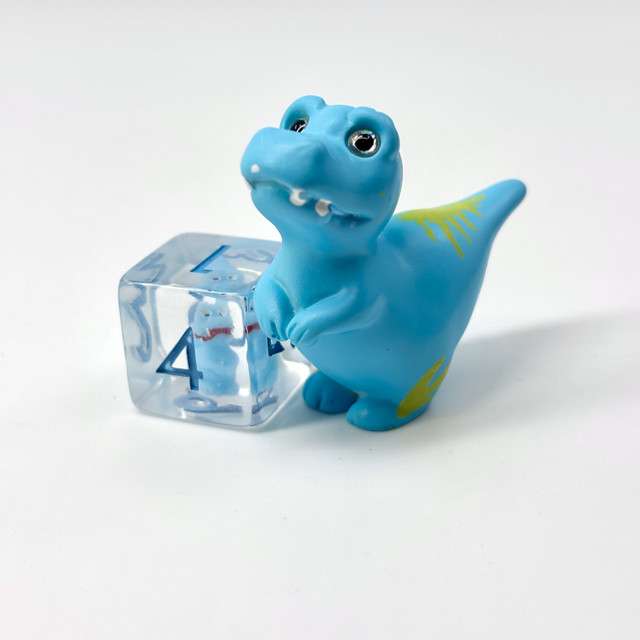 Sage's Blue T-Rex Familiar Resin Polyhedral Dice Set + Toy image 2