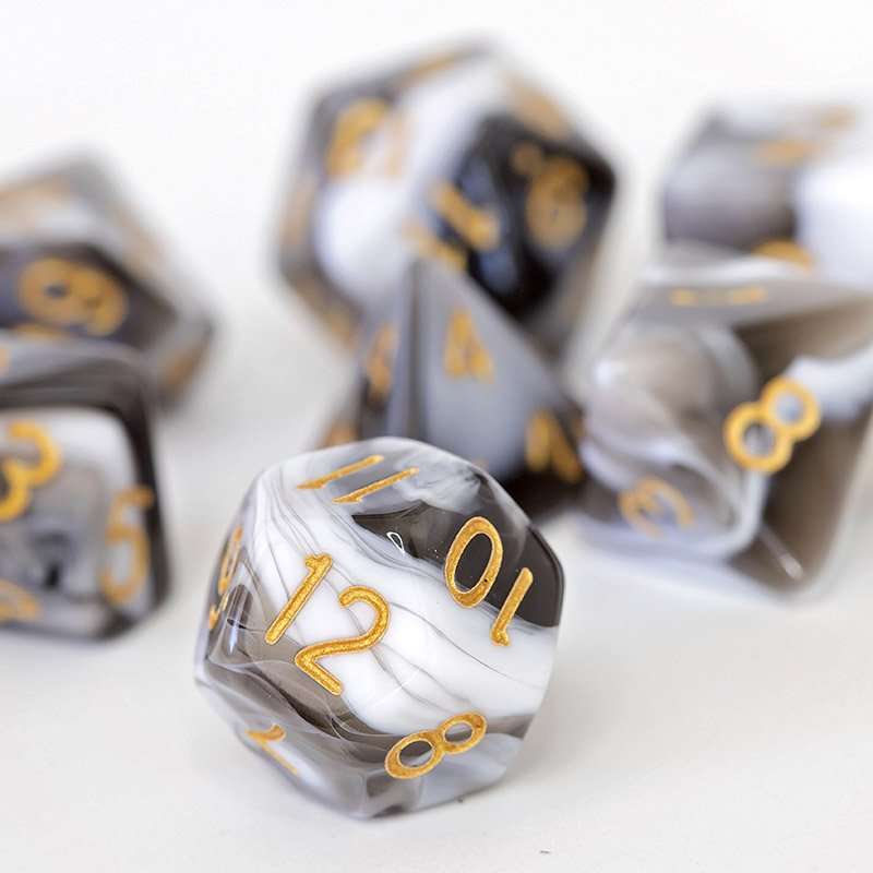 Sage's Stones -White/Mica Acrylic Polyhedral Dice Set image 6