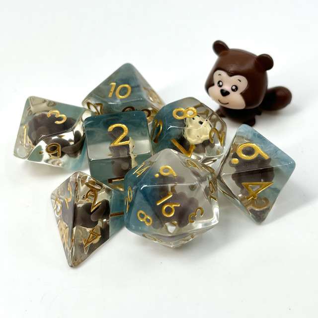 Sage's Chipmunk Familiar Resin Polyhedral Dice Set image 4