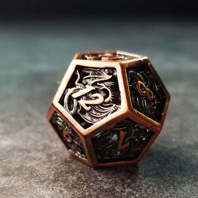 Sage's Dragonstones - Elder Dragon Copper Hollow Metal Polyhedral Dice Set image 9
