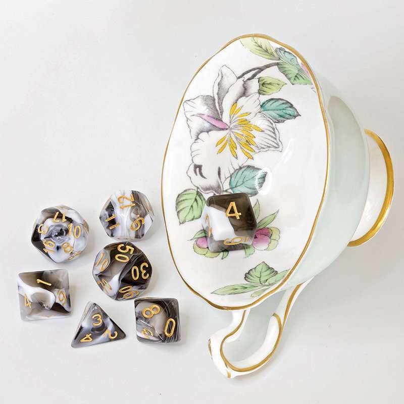 Sage's Stones -White/Mica Acrylic Polyhedral Dice Set image 20