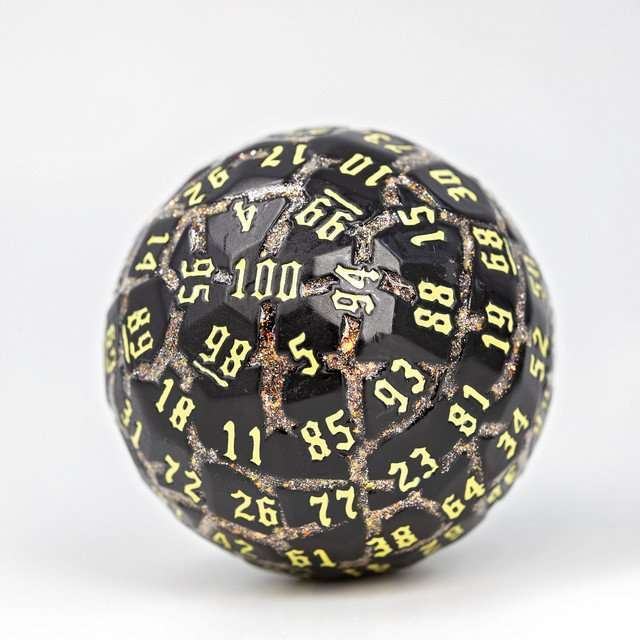 Sage’s Warp Stones Yellow Sun d100 Metal Dice image 0