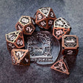 Sage's Gnomish Trinkets - Hollow Copper Spider Trinket White Ink Metal Polyhedral Dice Set image 0