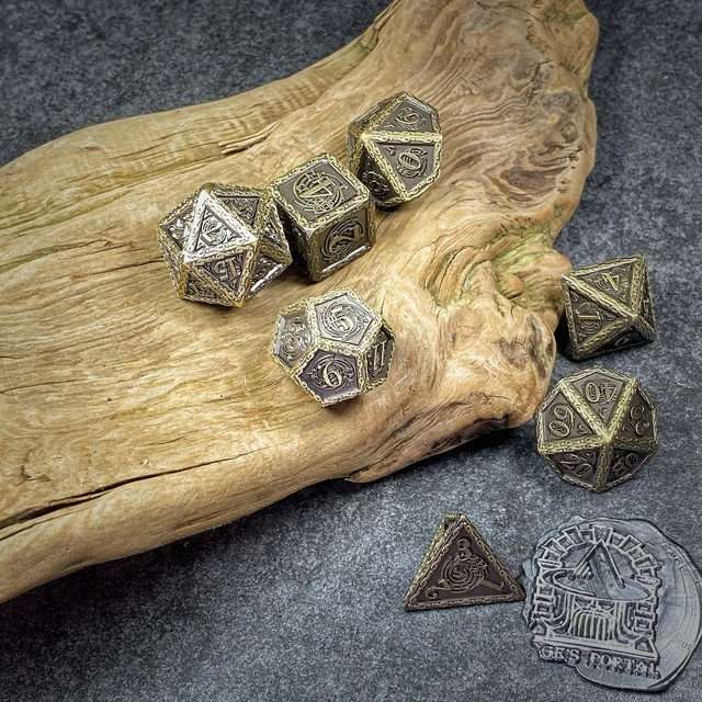 Sage's Anthems - Ancient Bronze Metal Polyhedral Dice Set image 20