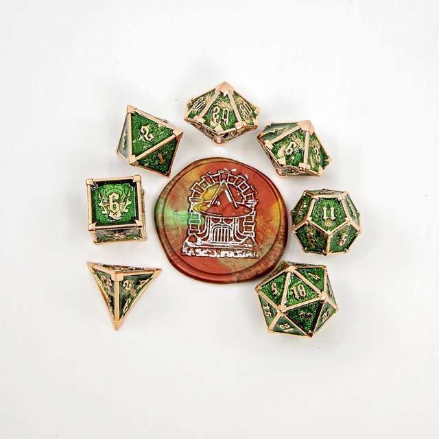Sage's Grave Fortune Verdant Death Metal Polyhedral Dice Set image 12