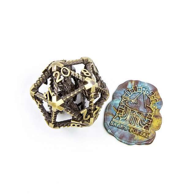 Sage’s 42mm Draconic Prison Bronze Cage Hollow Metal D20 image 4