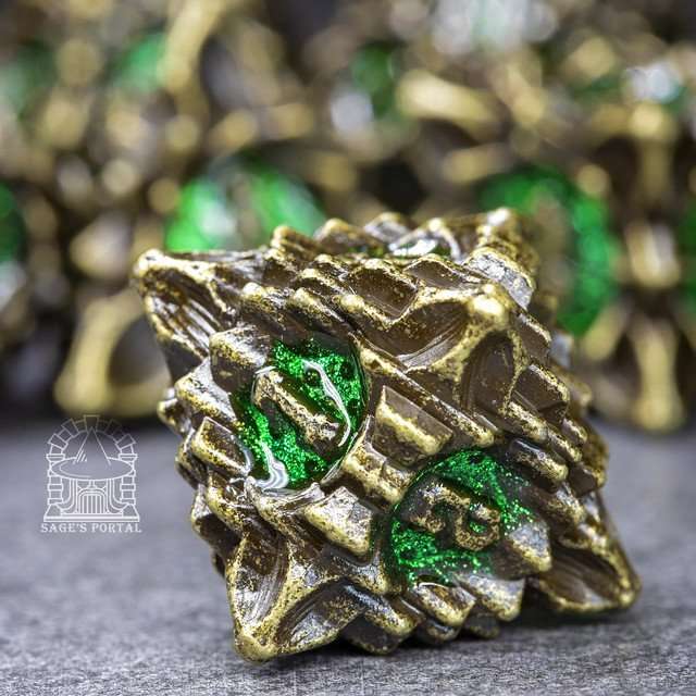 Sage's Deadly Lotus Venomous Bite Metal Polyhedral Dice Set image 4