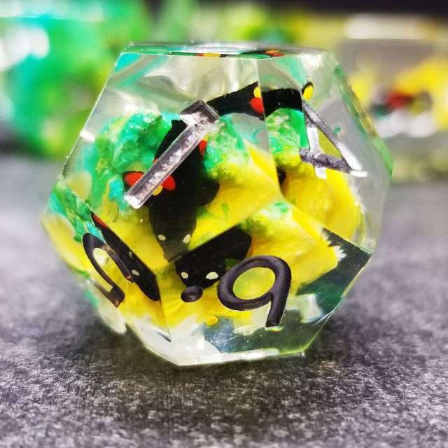 Sage's Elusive Karma Fish Familiar Sharp Edge Resin Polyhedral Dice Set image 1