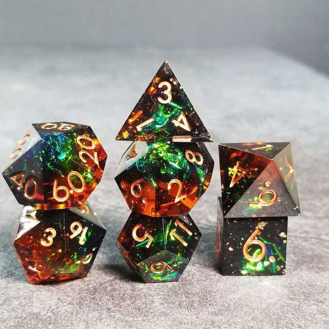 Sage's Enchanted Crystals Cola/Green/Blue Sharp Edge Resin Dice Set image 33