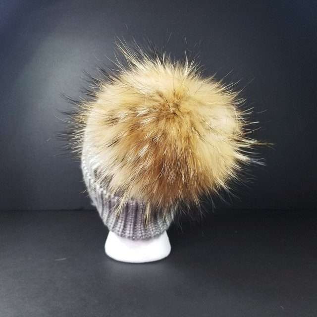 Sage’s Cap – Grey Knit Beanie with Raccoon Pompom image 18