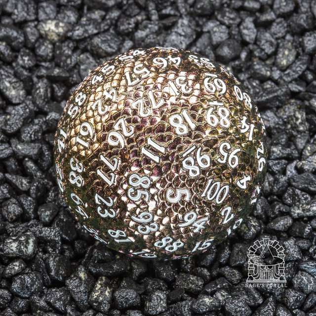 Sage’s Dragon Egg Green/Red d100 Metal Dice image 5